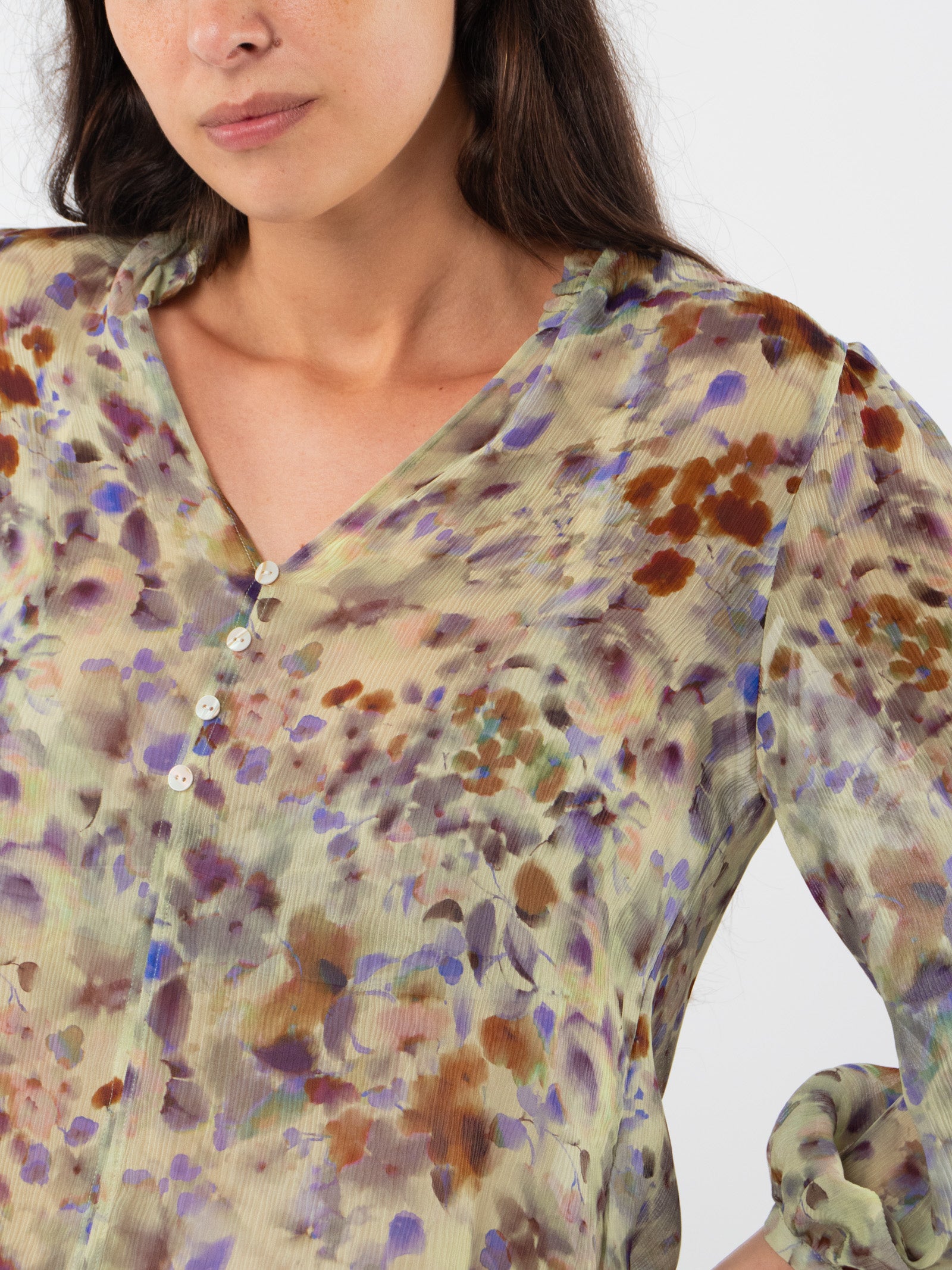 Printed seersucker blouse