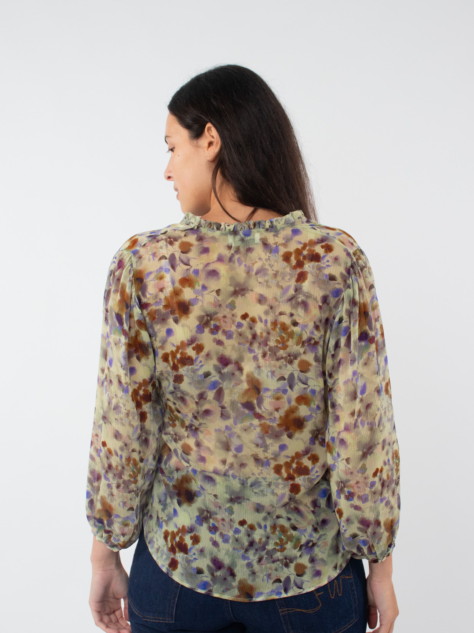 Printed seersucker blouse