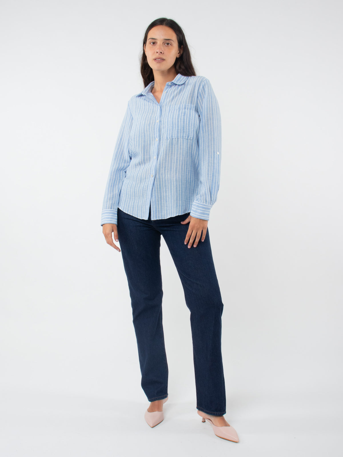 Striped cotton-linen shirt
