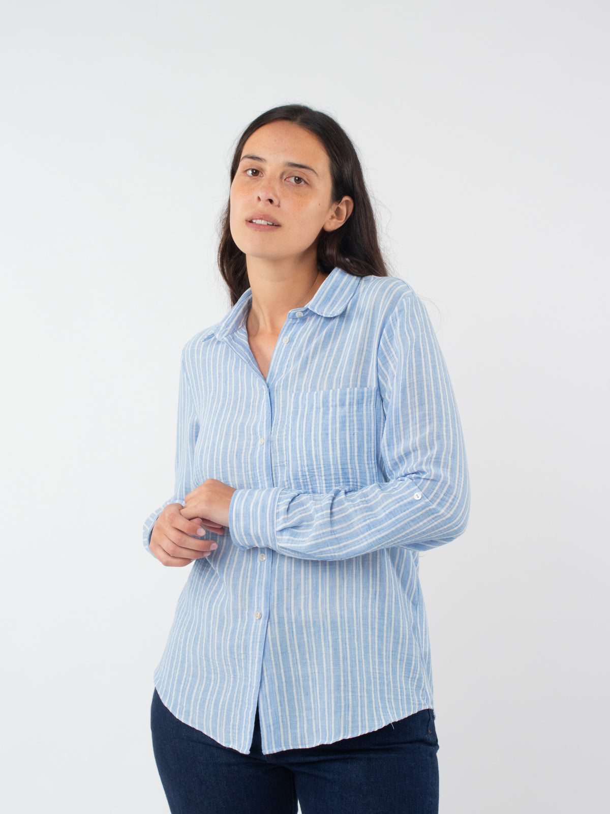 Striped cotton-linen shirt