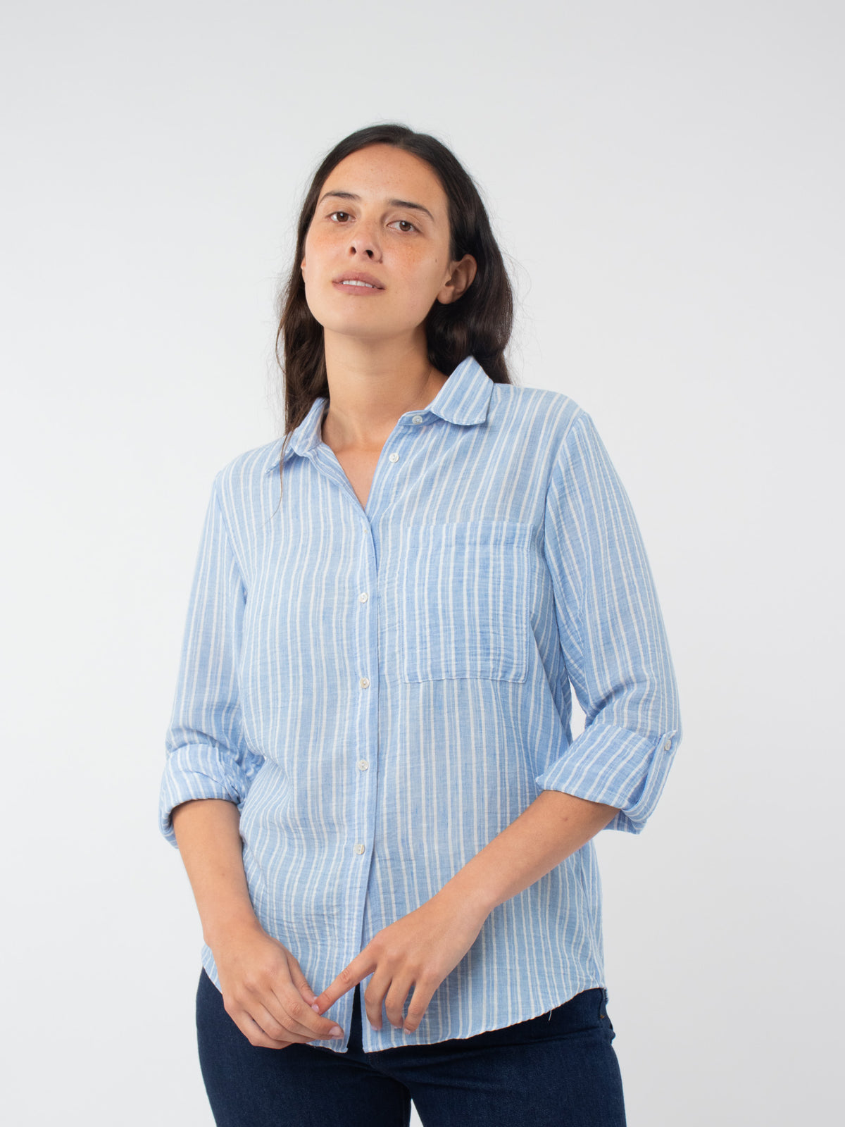 Striped cotton-linen shirt