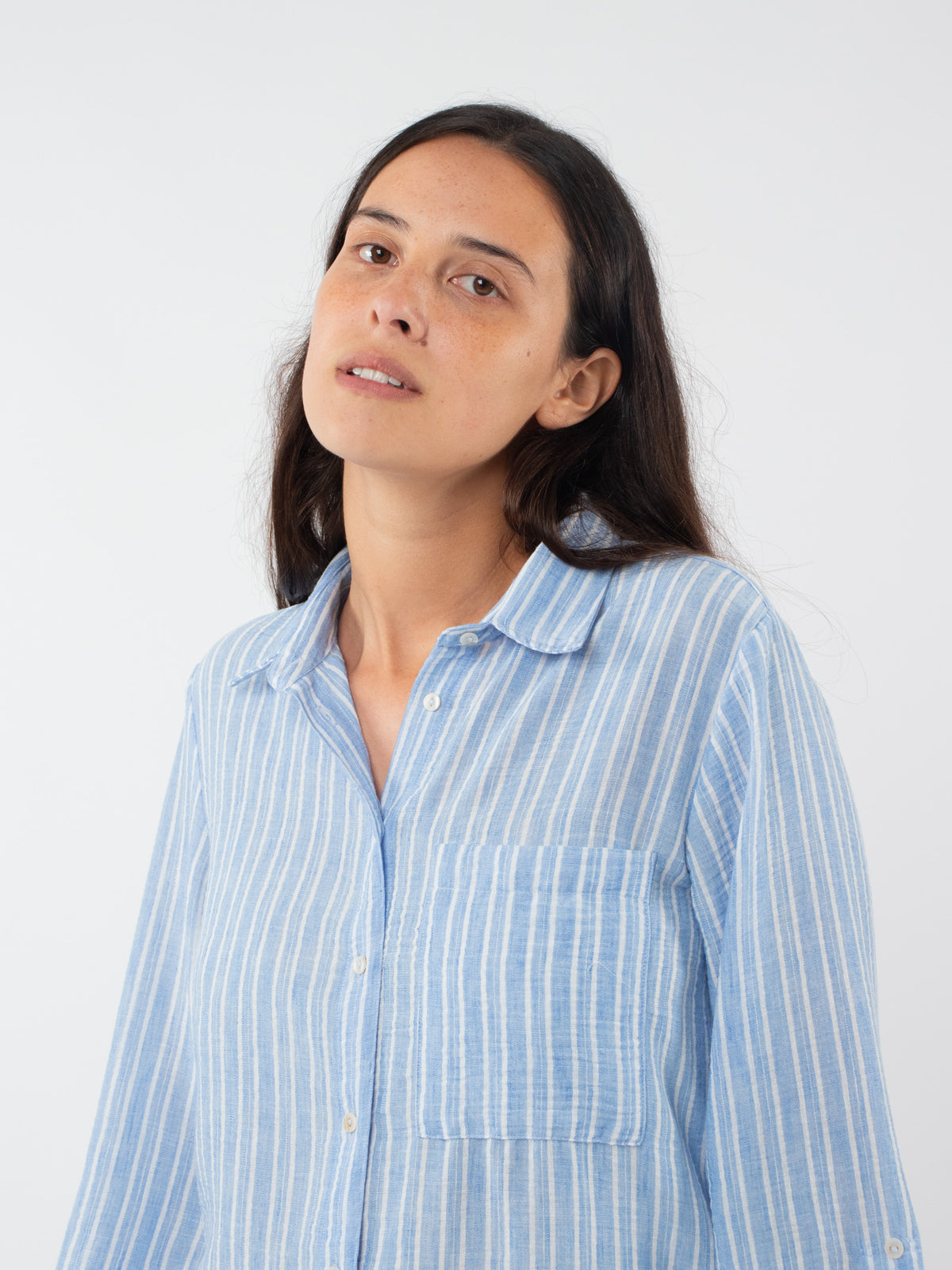 Striped cotton-linen shirt
