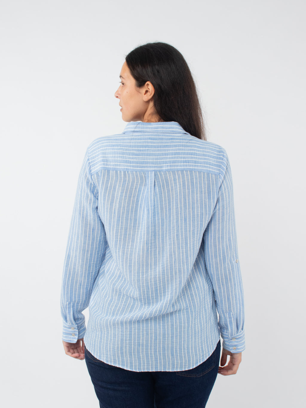 Striped cotton-linen shirt