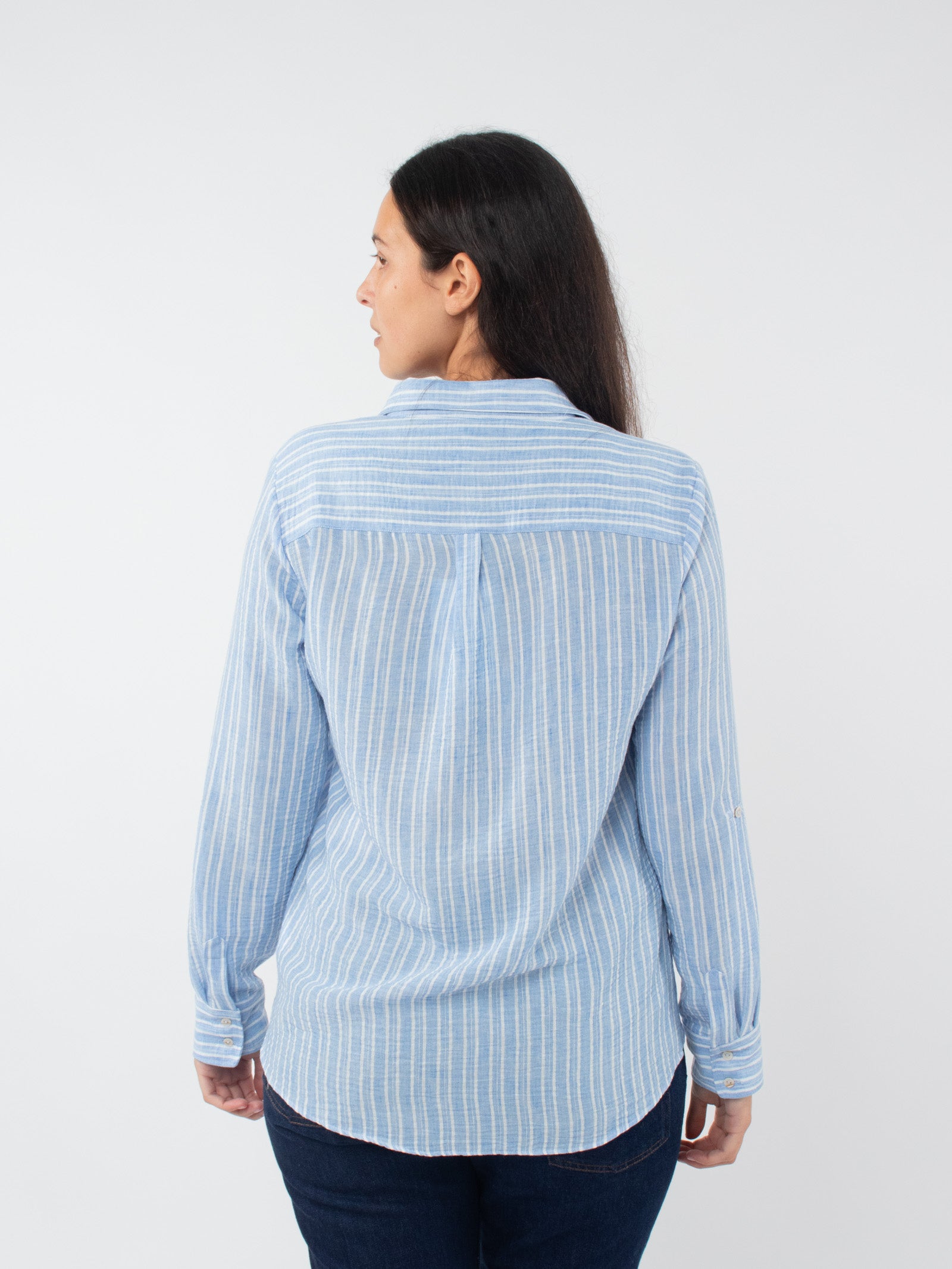 Striped cotton-linen shirt