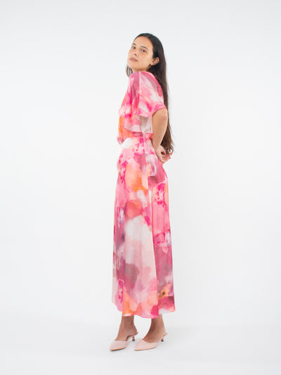 Asymmetric floral maxi dress