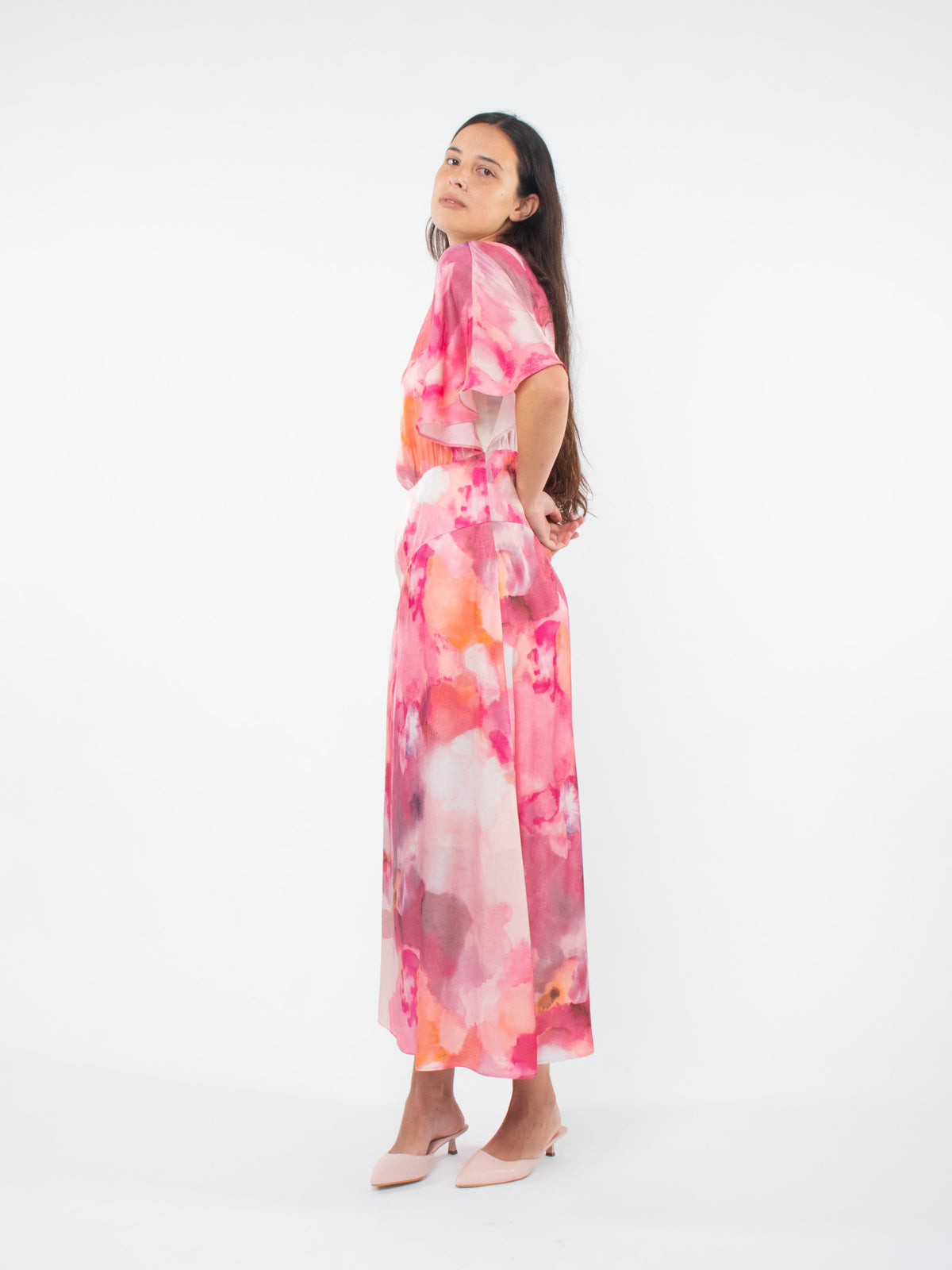 Vestido largo asimétrico floral