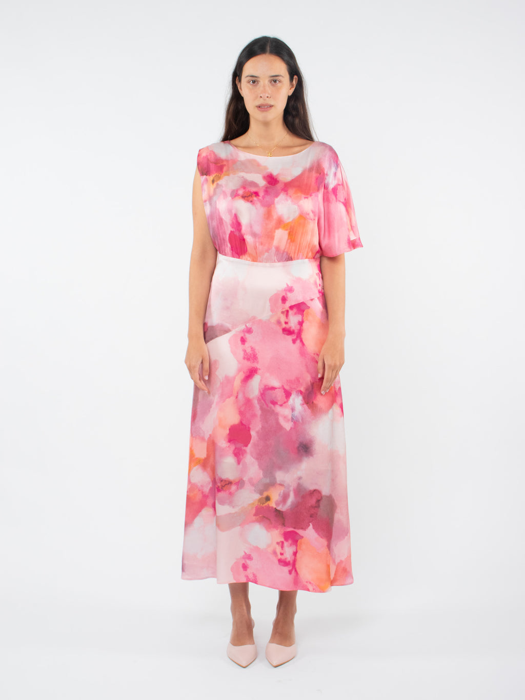Vestido largo asimétrico floral