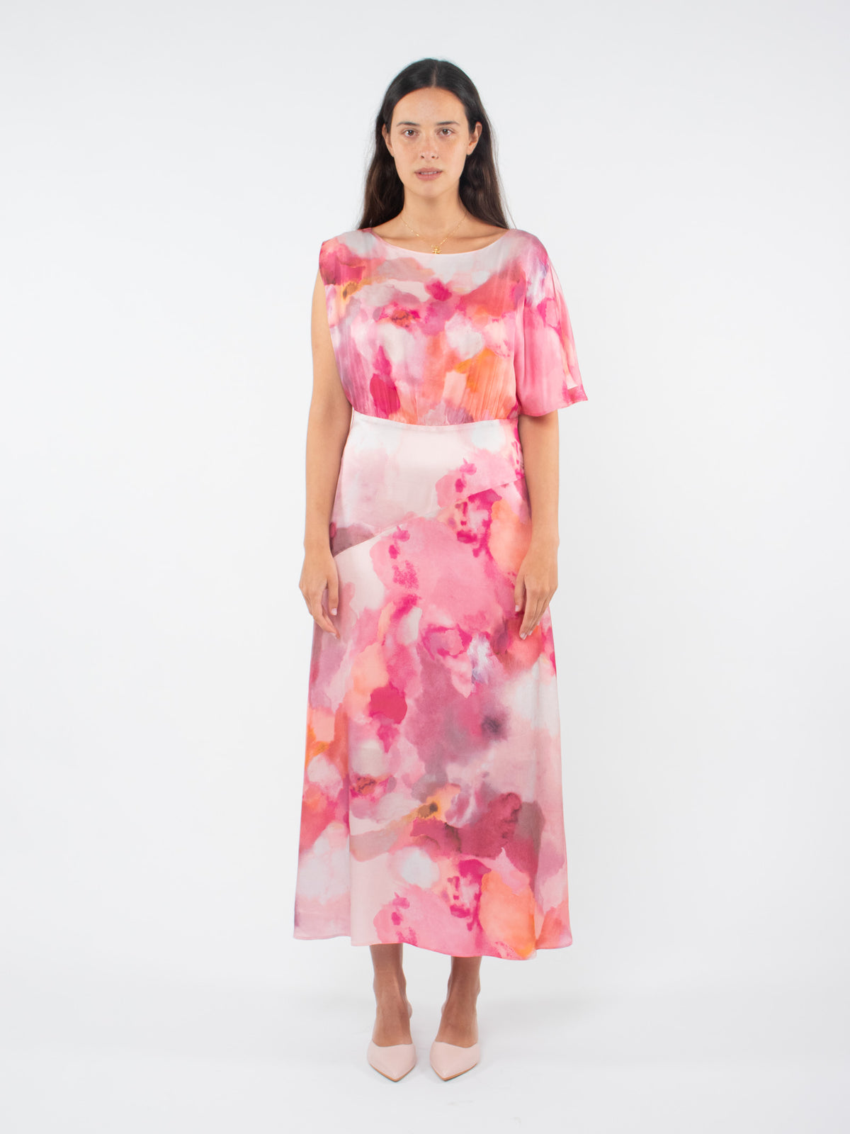 Vestido largo asimétrico floral