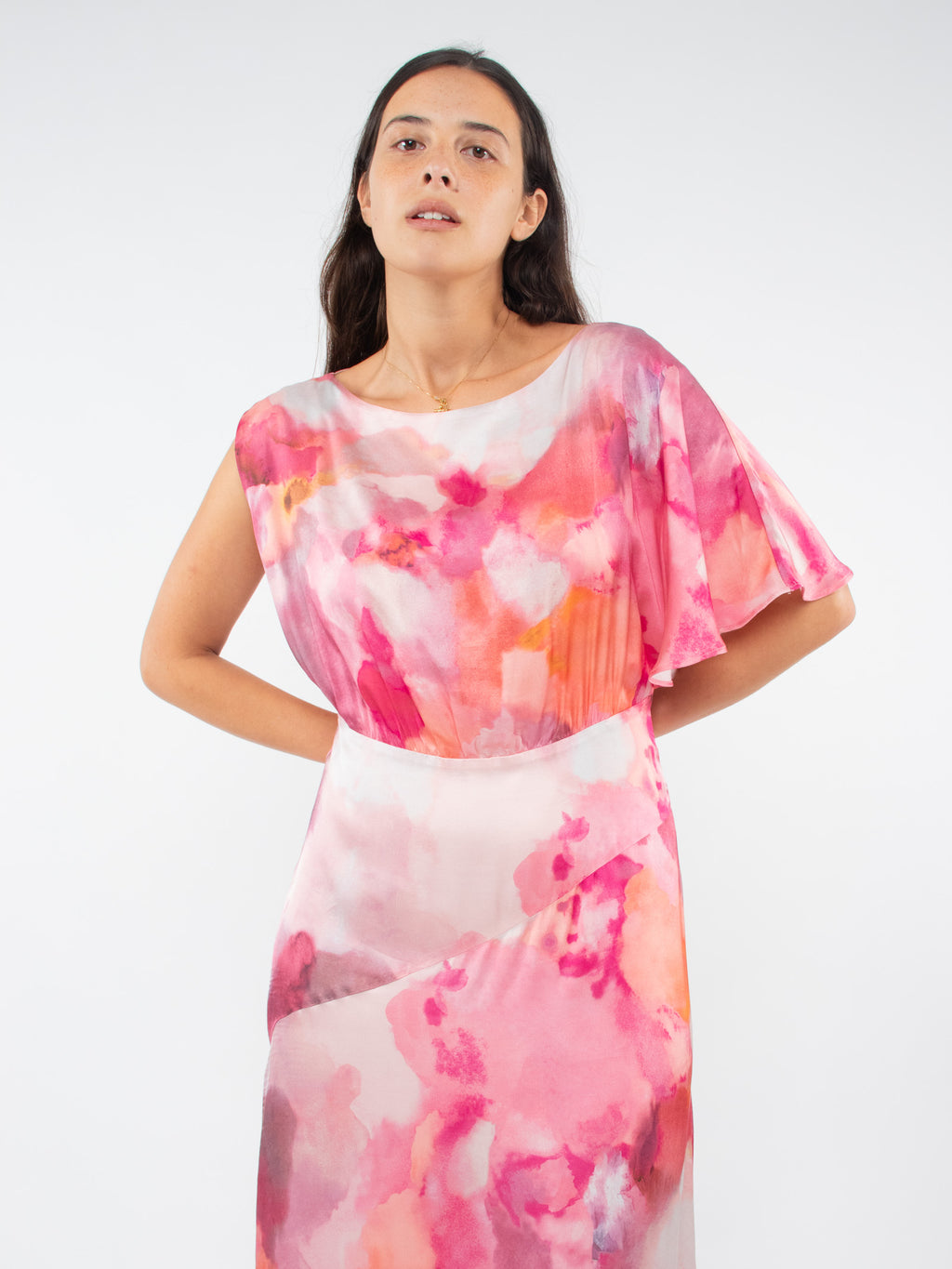 Vestido largo asimétrico floral