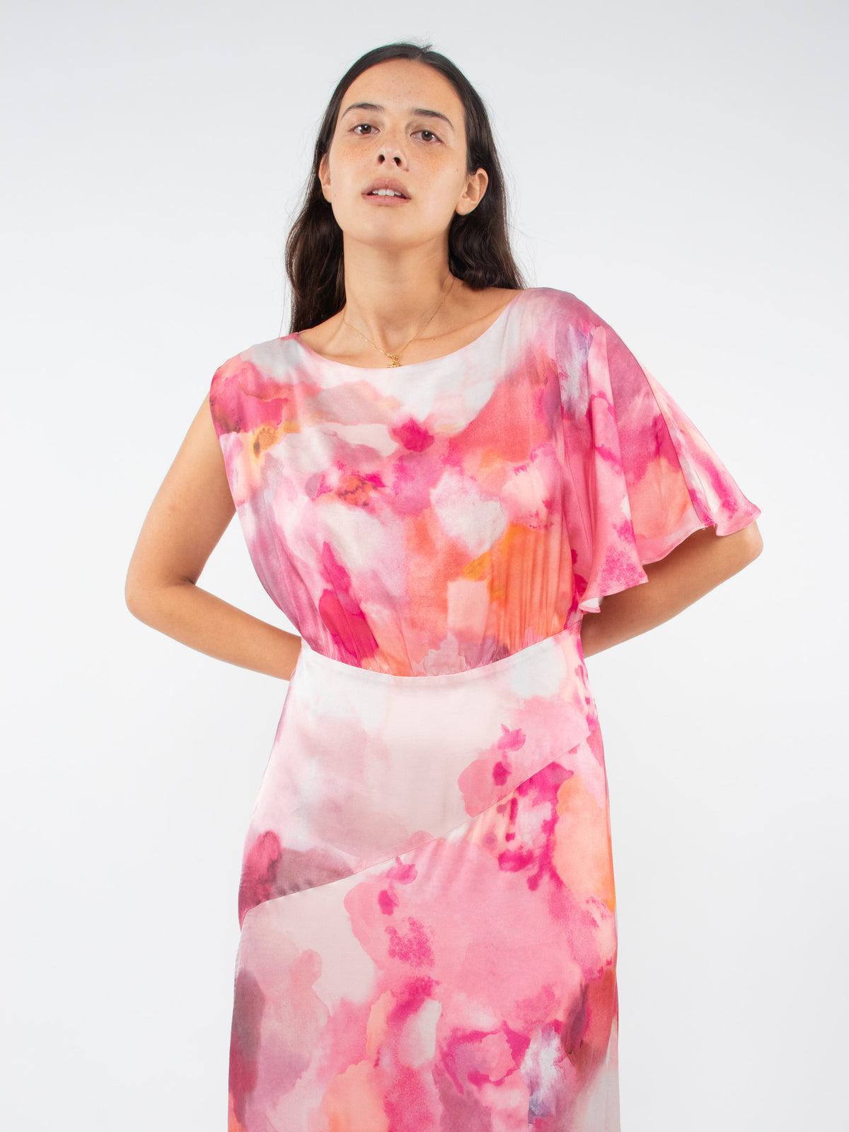 Vestido largo asimétrico floral