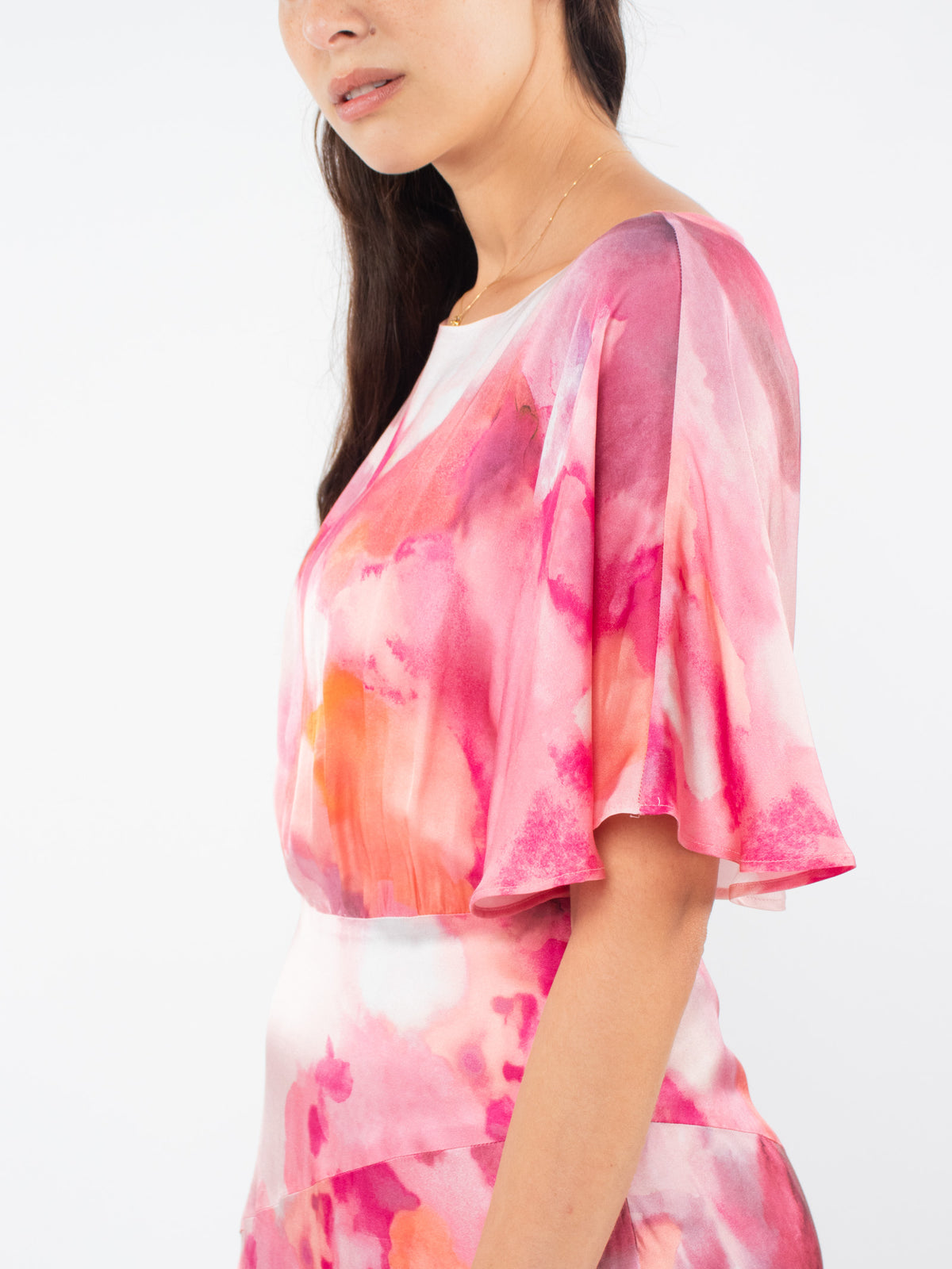 Vestido largo asimétrico floral