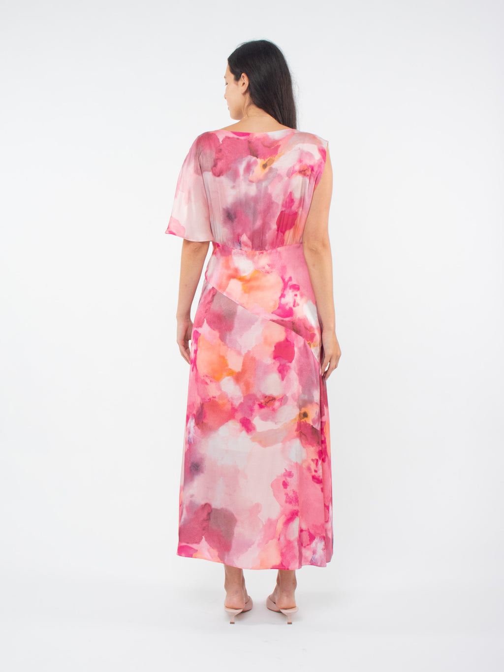 Vestido largo asimétrico floral