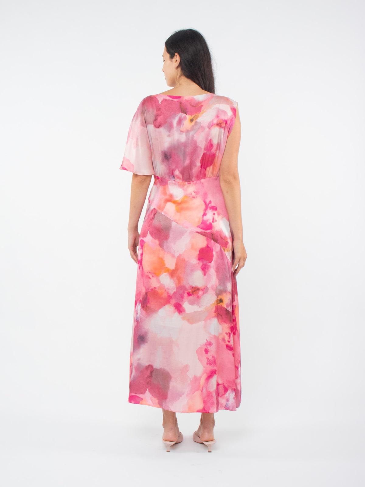 Vestido largo asimétrico floral