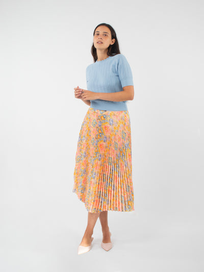 Falda midi plisada estampada