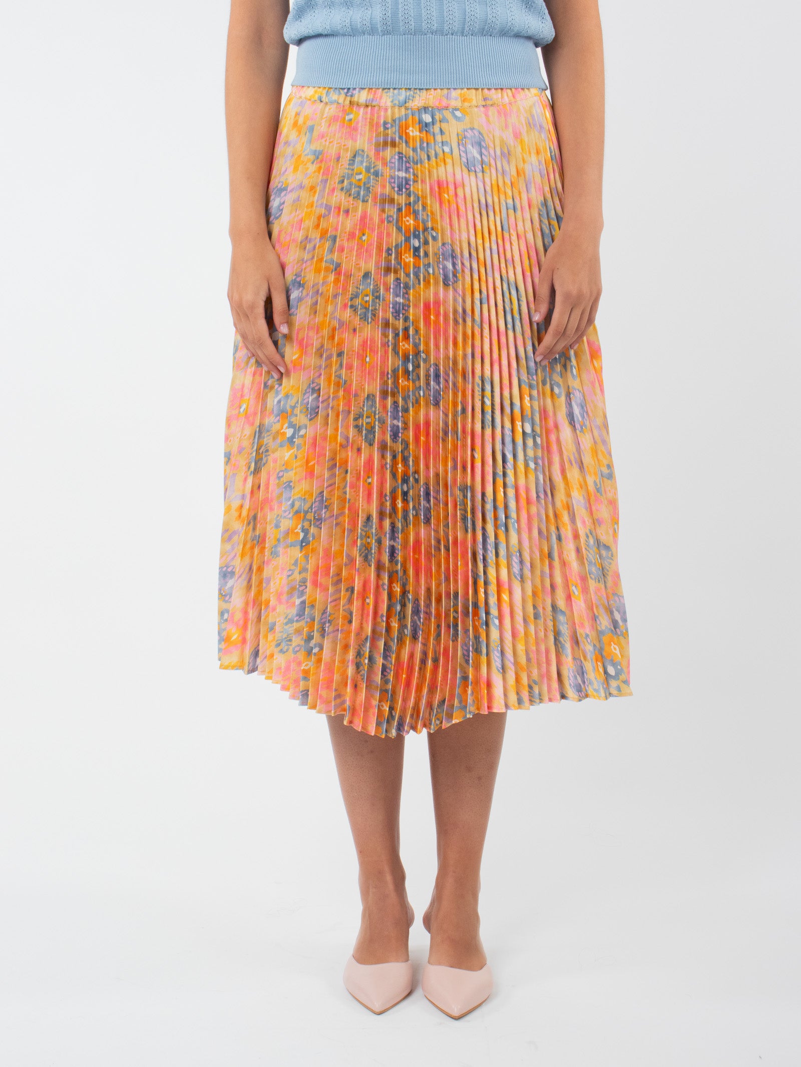 Falda midi plisada estampada