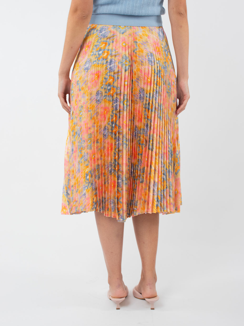 Falda midi plisada estampada