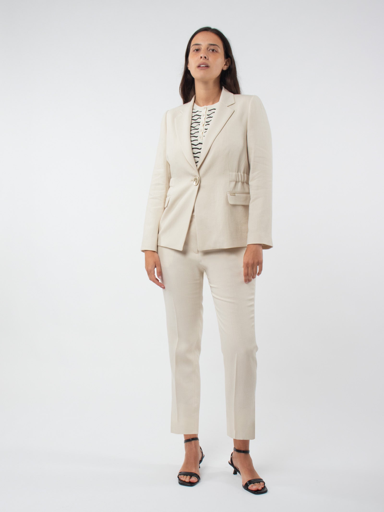 Linen blazer with waist detail