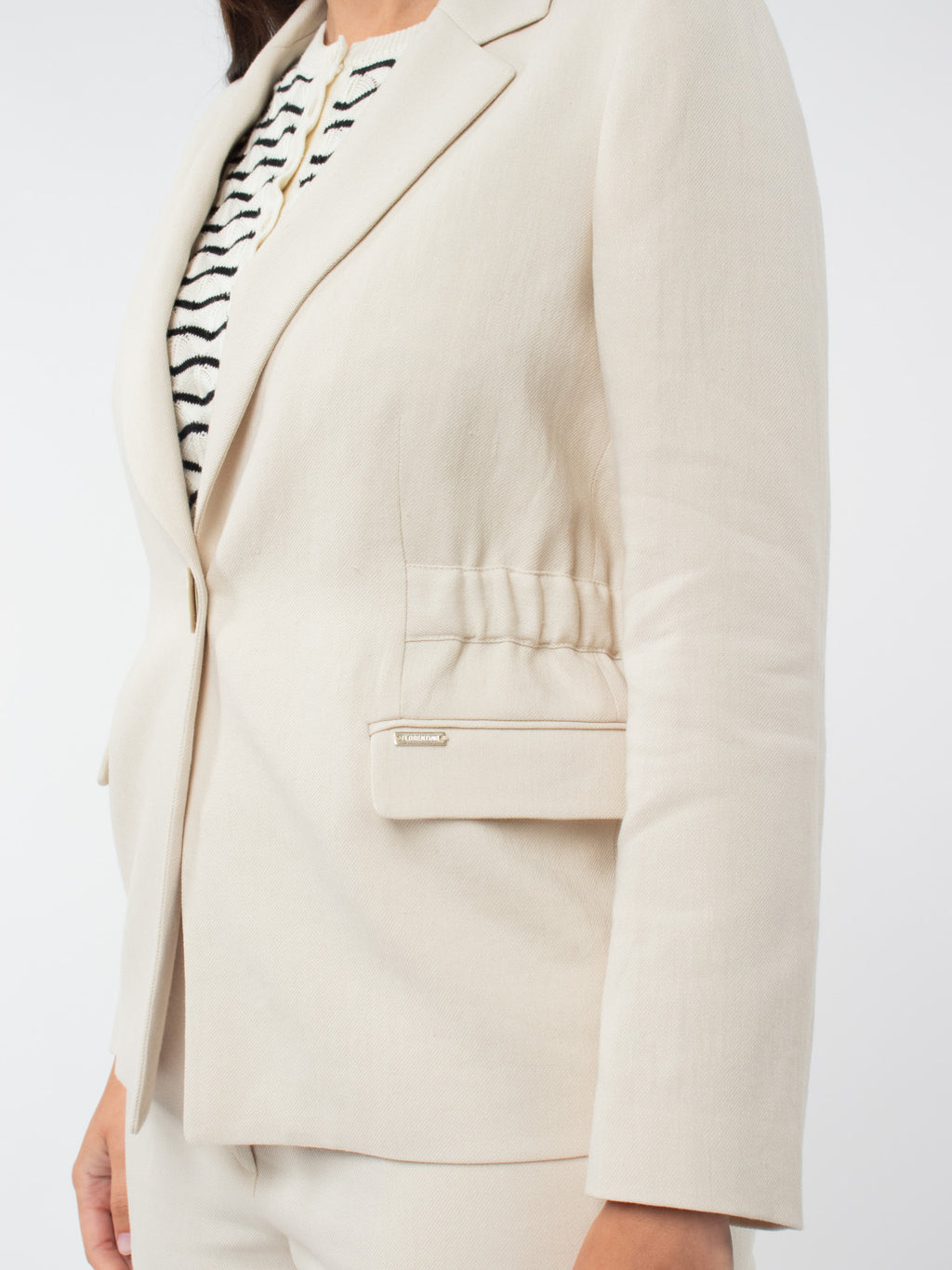 Linen blazer with waist detail