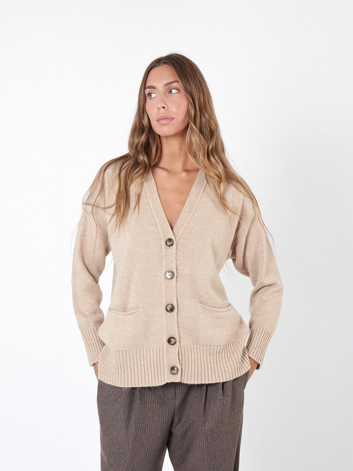 Plain knit cardigan
