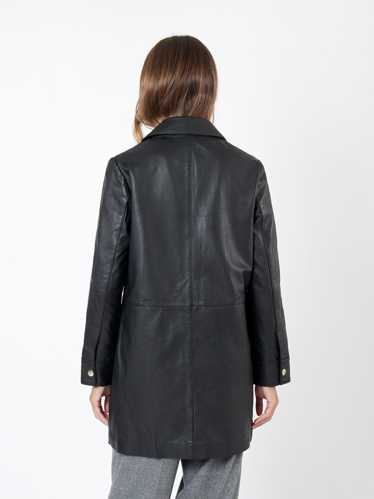 Nappa leather short coat
