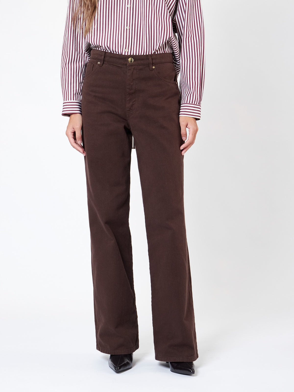 Mid-rise wide leg trousers