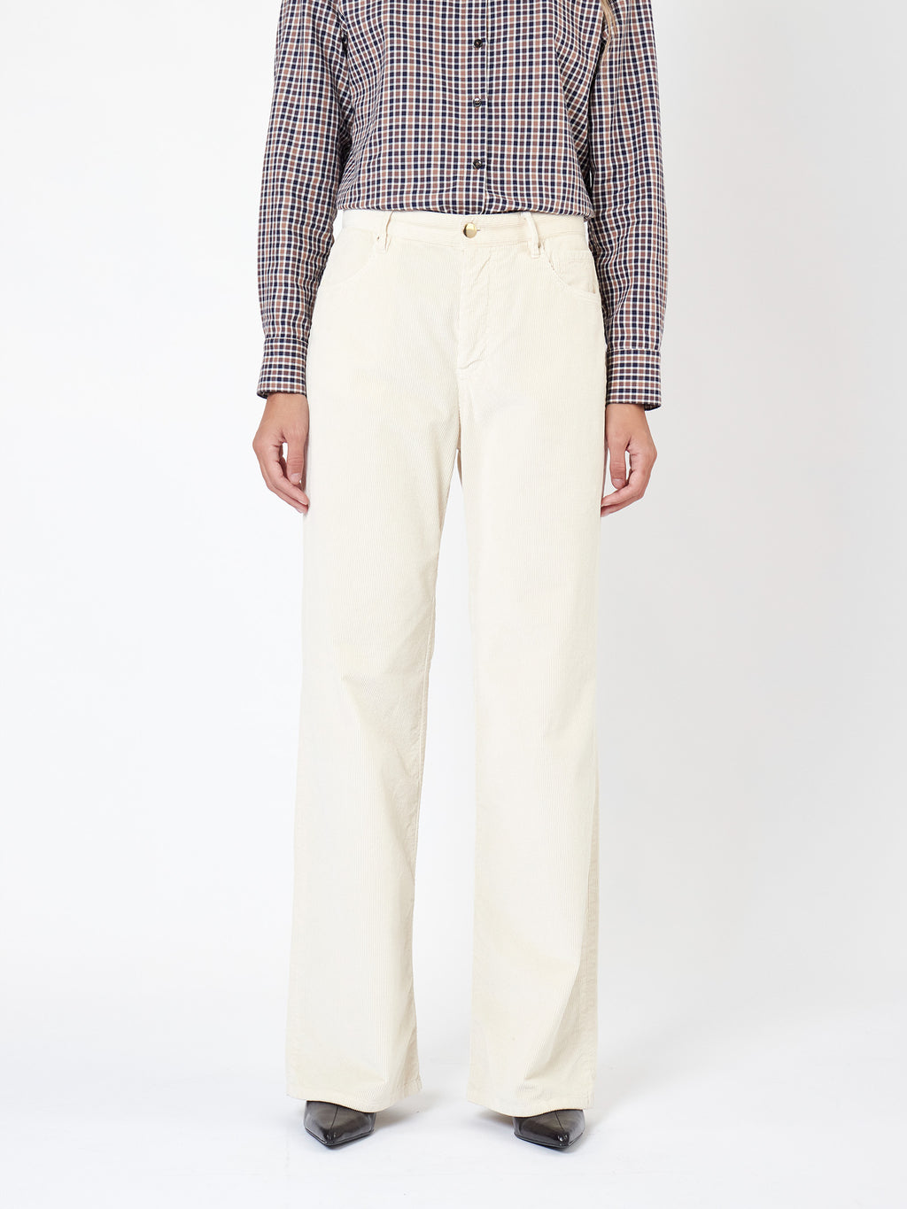 Mid-rise wide-leg corduroy trousers