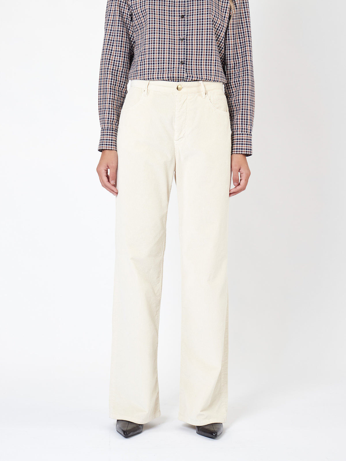 Mid-rise wide-leg corduroy trousers