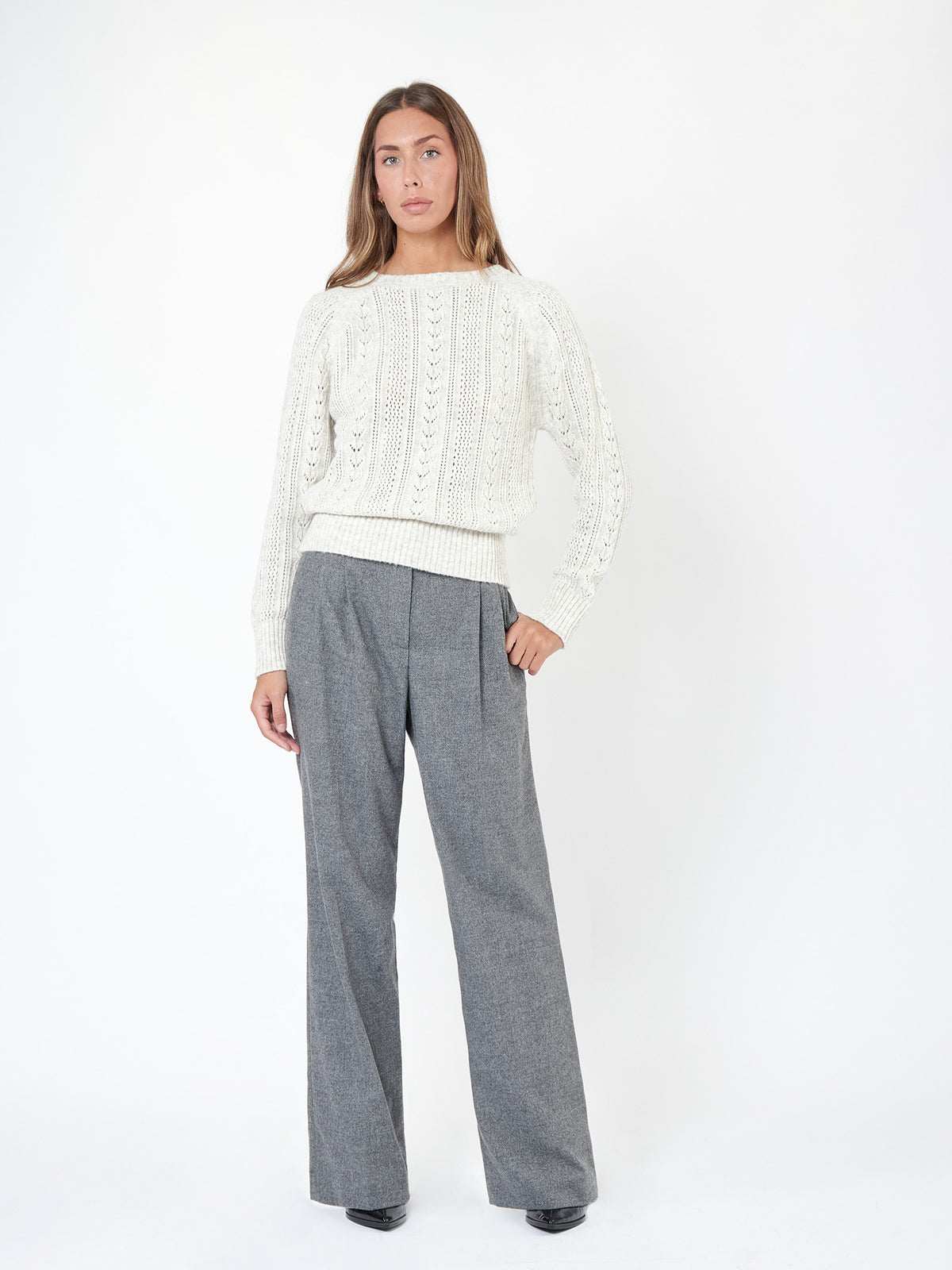 Wool trousers with double pleat