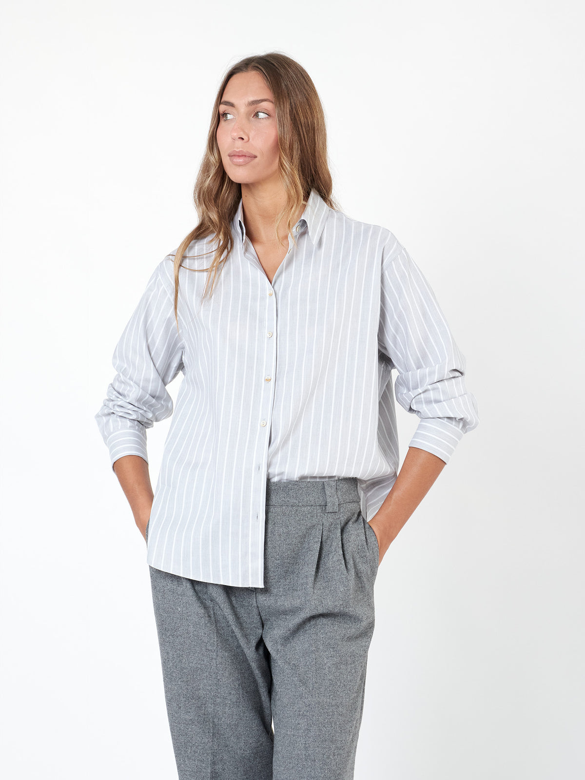 Loose-fit pinstripe shirt