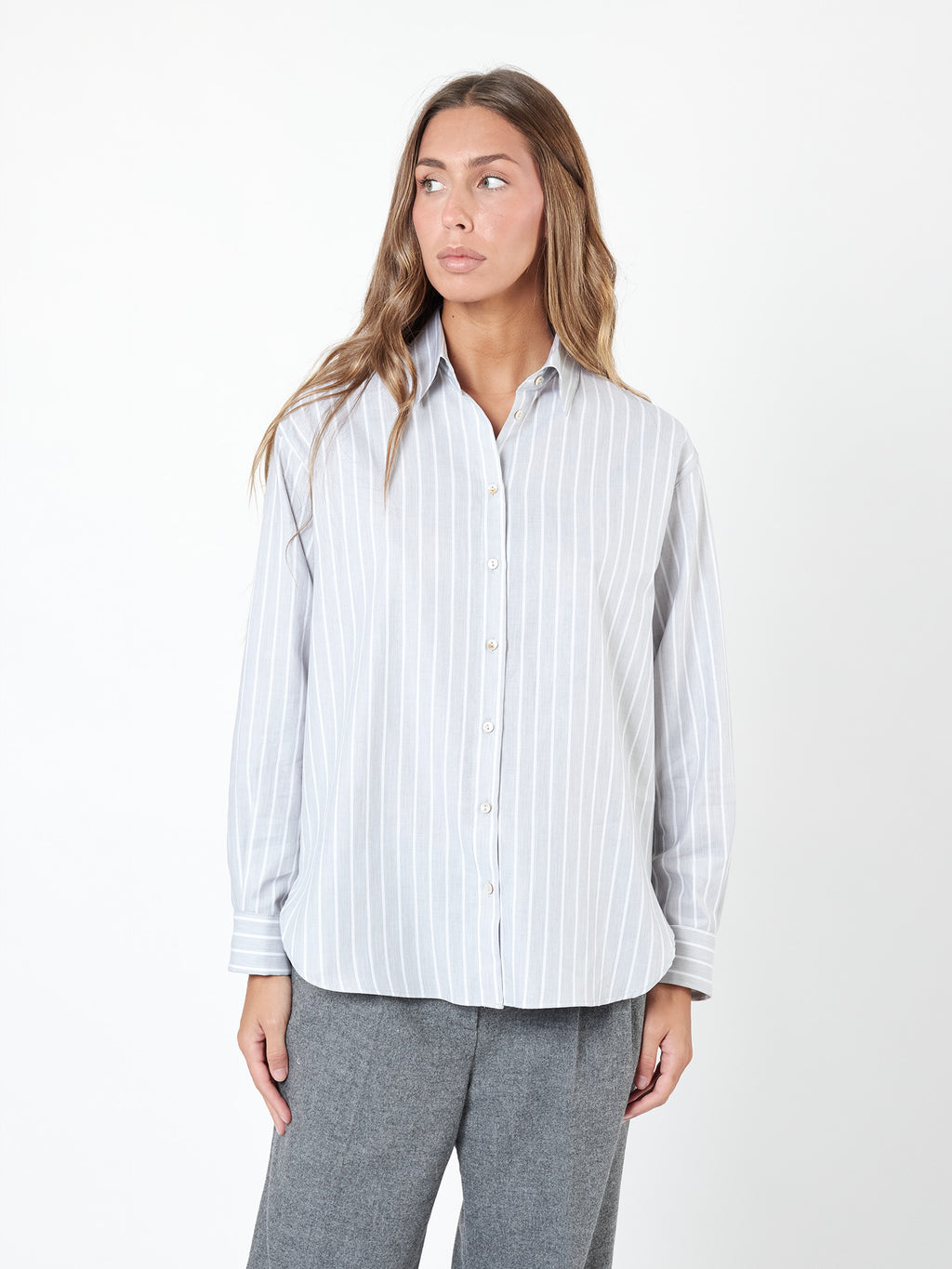 Loose-fit pinstripe shirt