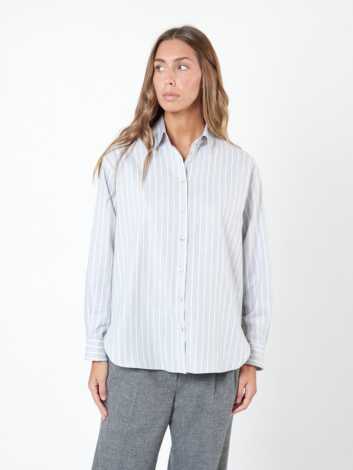 Loose-fit pinstripe shirt