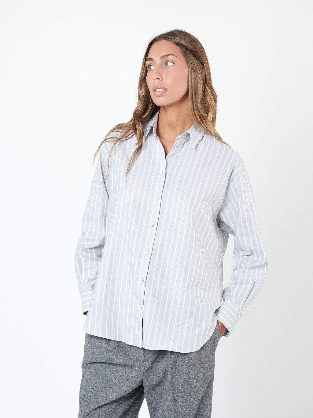Loose-fit pinstripe shirt