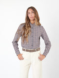 Ruffle-detail check shirt