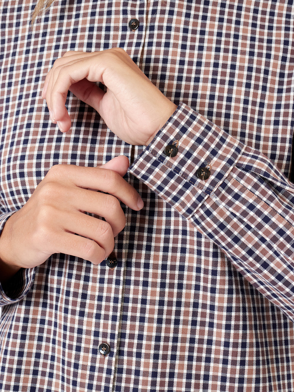 Ruffle-detail check shirt