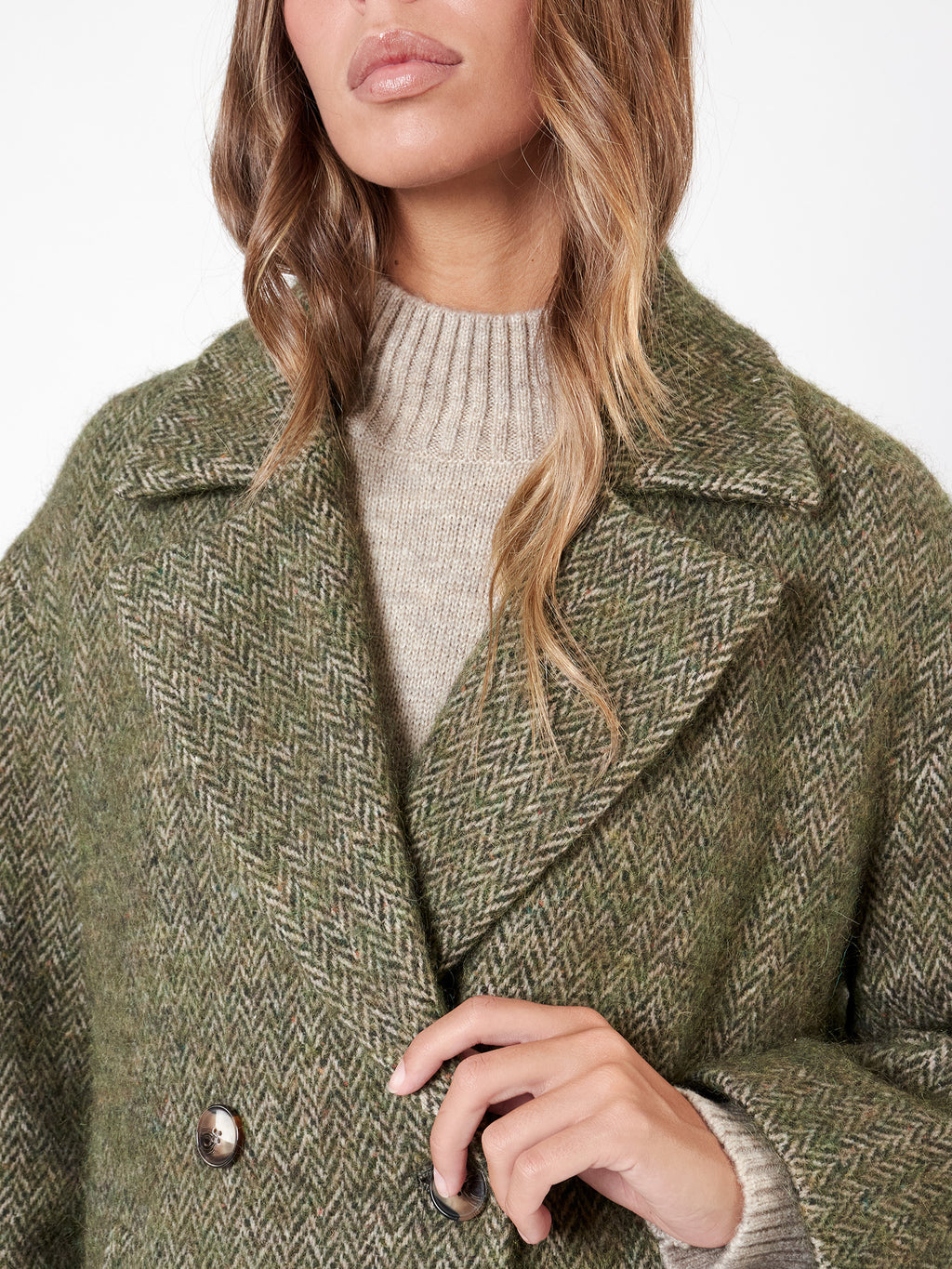 Double-breasted wool-blend coat