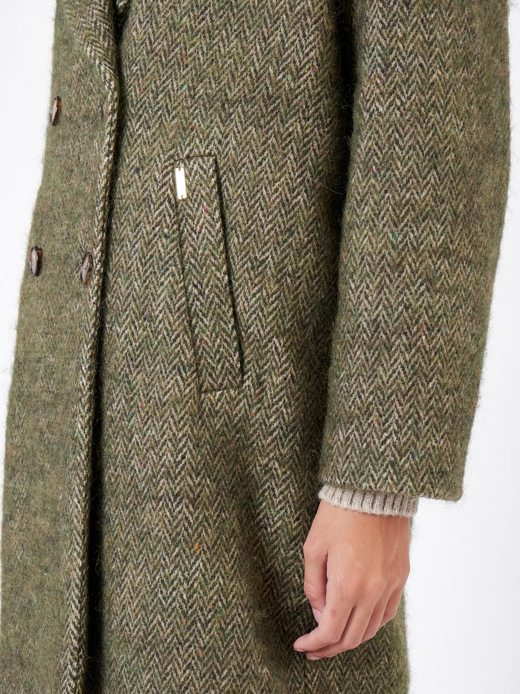 Double-breasted wool-blend coat