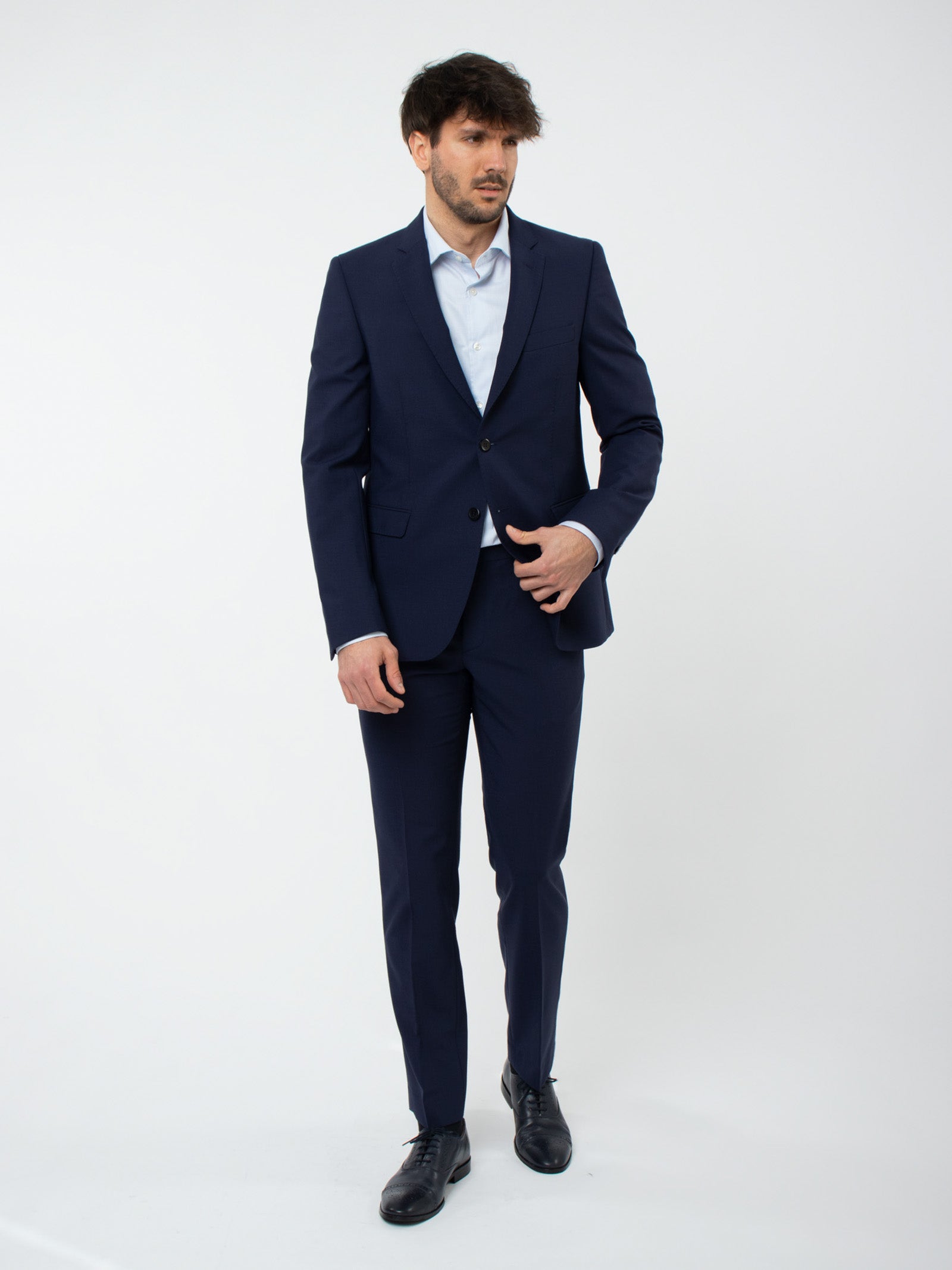 Wool slim fit suit trousers