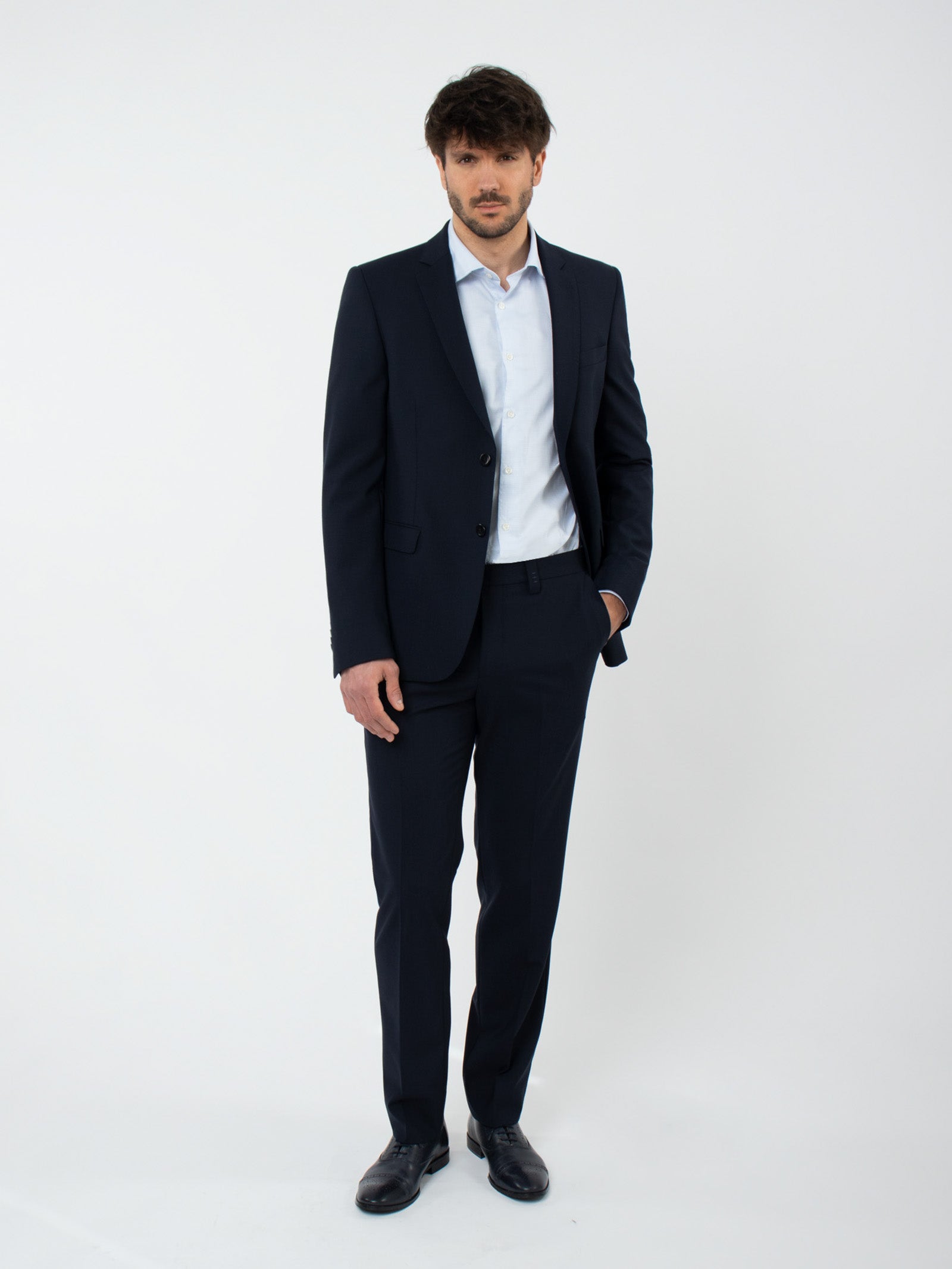 Wool slim fit suit trousers