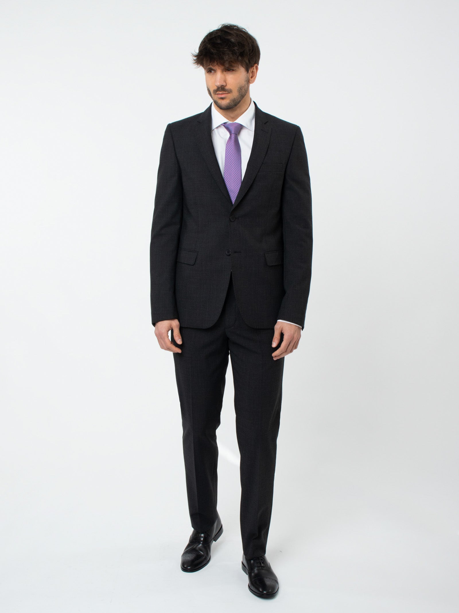 Wool slim fit suit trousers