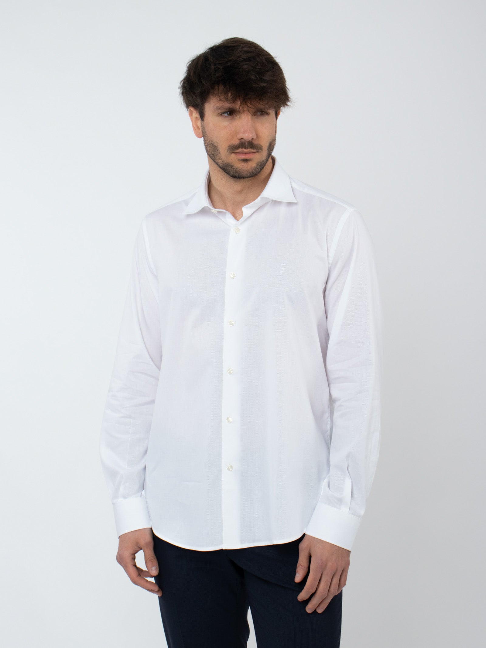 Regular fit textured weave cotton shirt