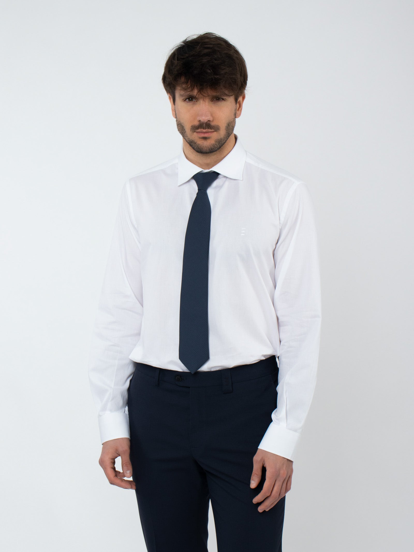 Regular fit textured weave cotton shirt