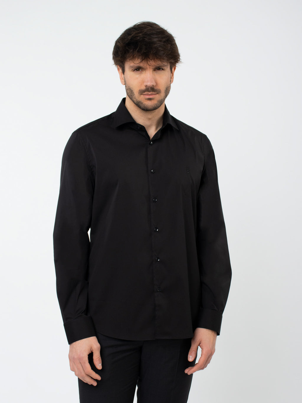 Camisa lisa algodón slim fit
