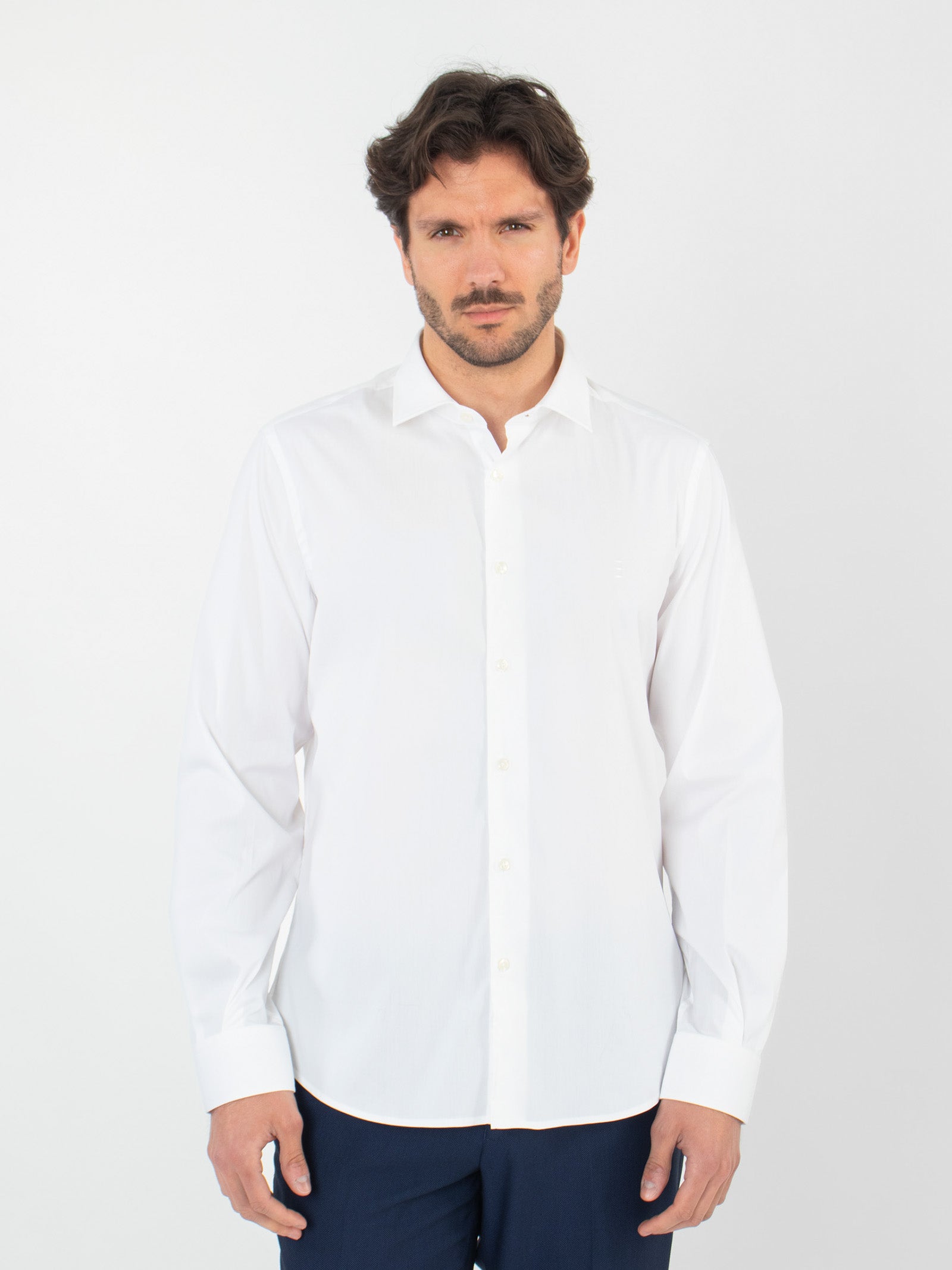 Camisa lisa algodón slim fit