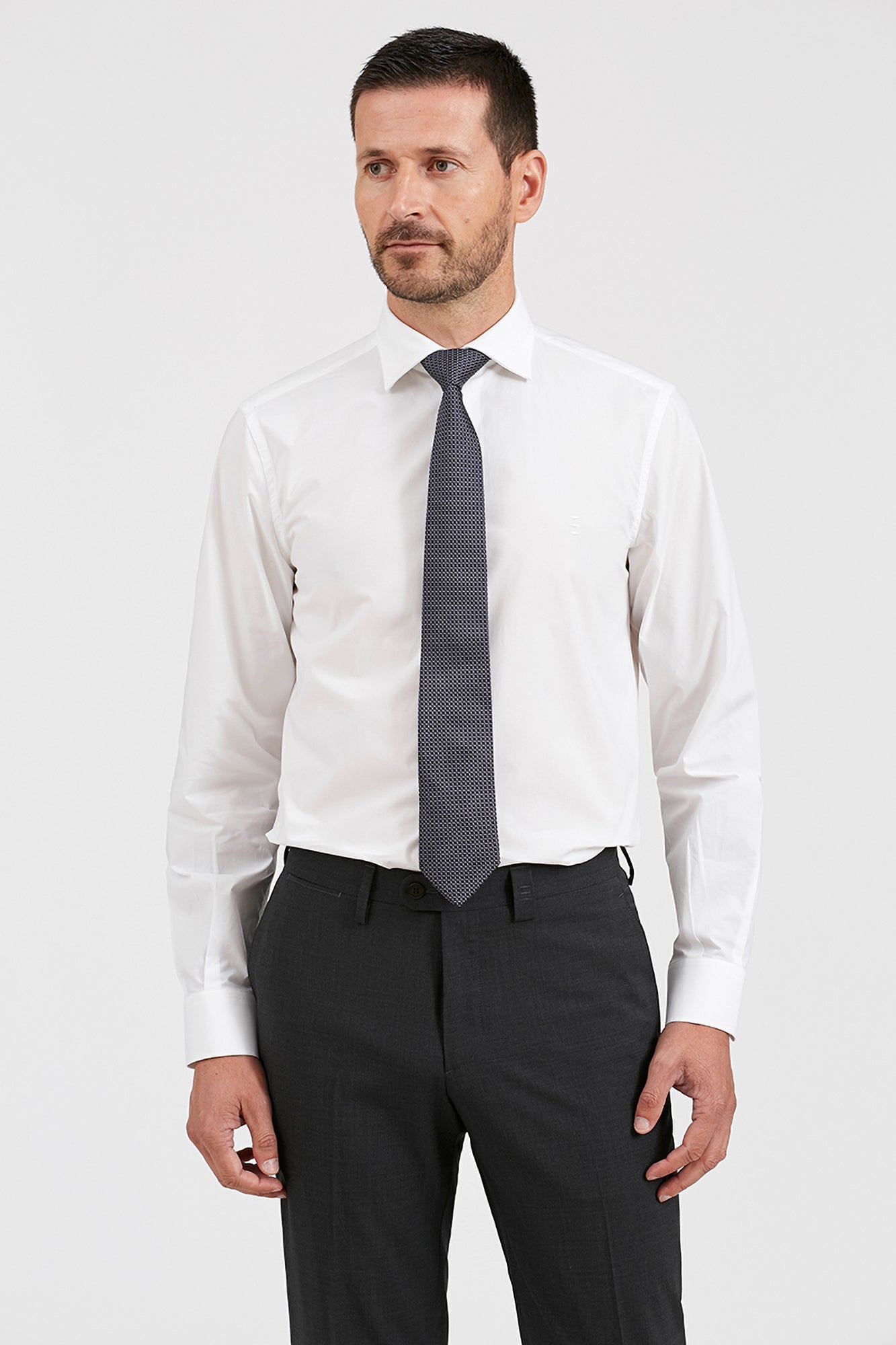 Slim fit plain cotton shirt