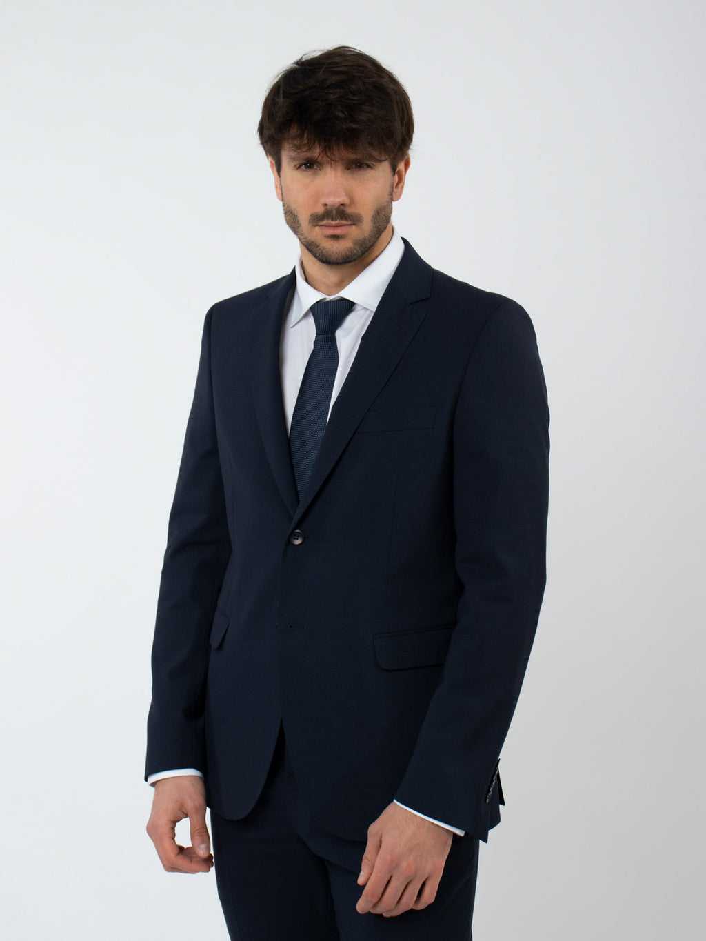 Traje lana falso liso slim fit