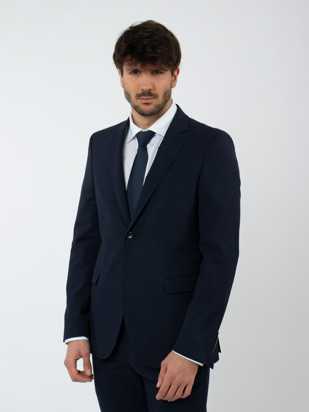 Traje lana falso liso slim fit
