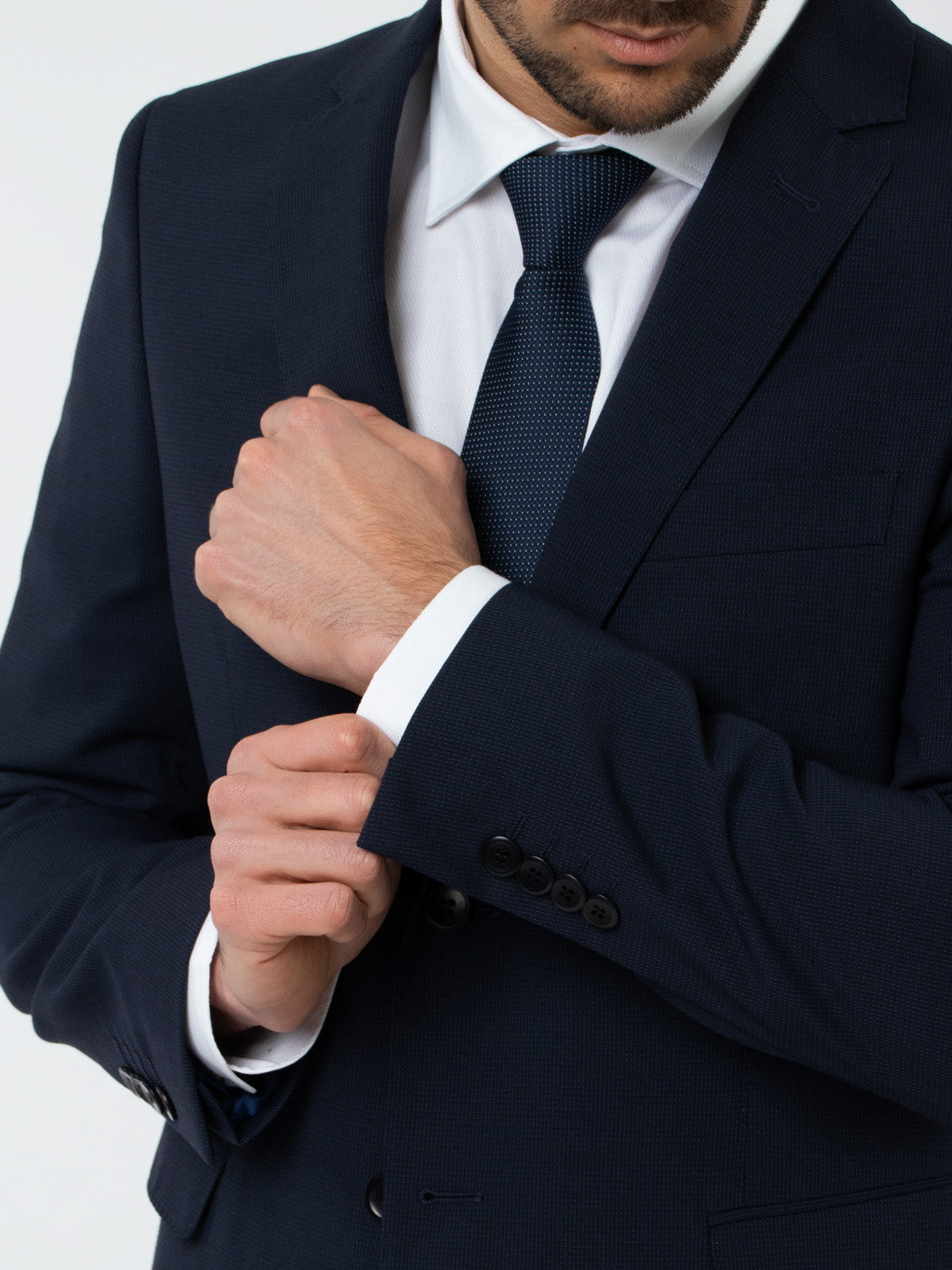 Traje lana falso liso slim fit
