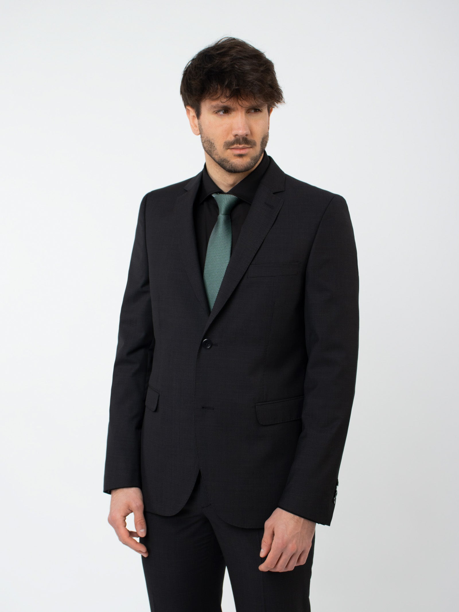 Slim fit embellished wool suit